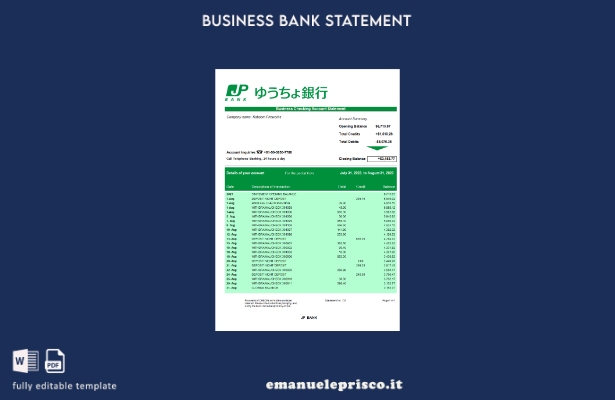 stile verificato Modello Word e PDF di dichiarazione organizzativa della JP Bank